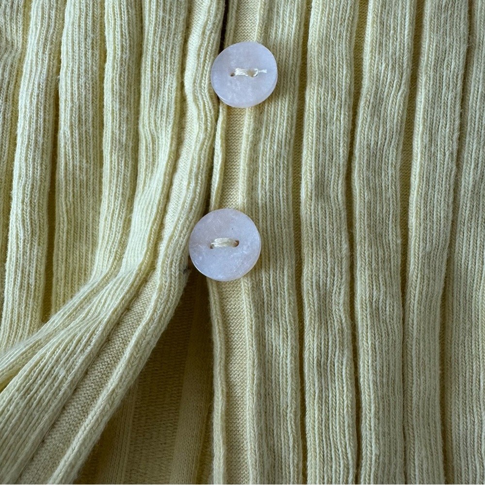 Free People Yellow Ribbed Button Cardigan - Picture 3 of 9